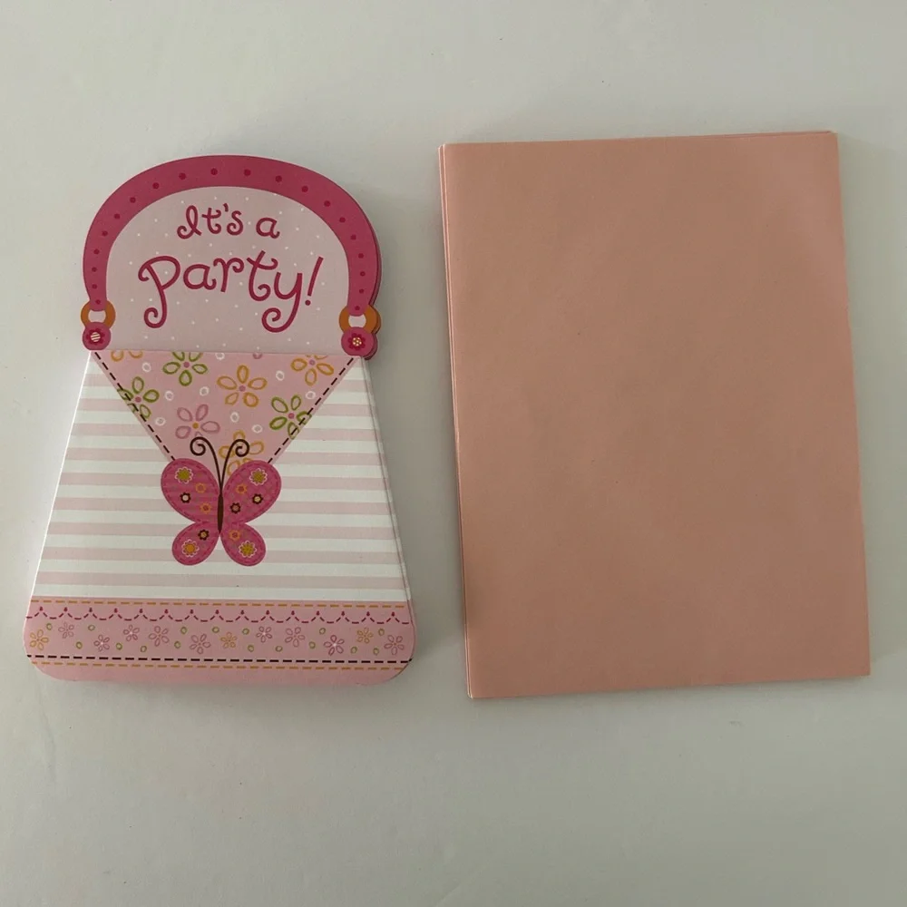 🦋 5/$25 - (2010) “It’s A Party” Purse Shaped Invitation Cards by Carlton Cards